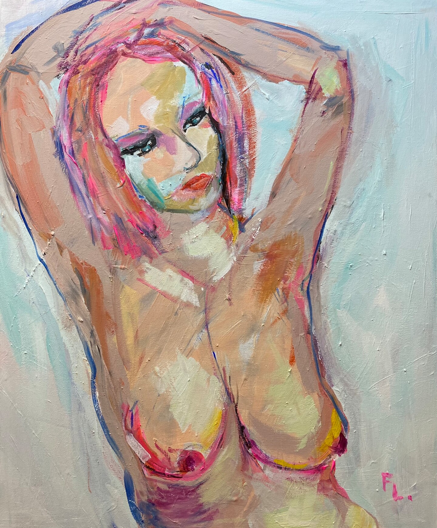 Femmes Nues Sur Toile Peinture Acrylique Par Francoise Leblanc